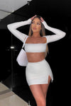 White Square Neck Tie Back Crop Top & Mini Skirt