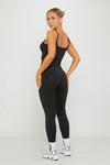 Black Seamless Strappy Jumpsuit