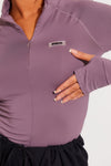 Purple High Neck Zip Sportline Long Sleeve Top