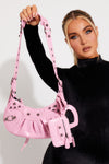 Pink Faux Leather Cagole Shoulder Bag