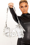 Silver Faux Leather Cagole Shoulder Bag