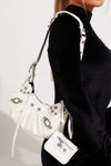 White Faux Leather Cagole Shoulder Bag