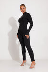 Black High Neck Seam Detail Sportline Jumpsuit