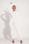 White High Neck Seam Detail Sportline Jumpsuit