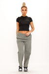 Grey Baggy Straight Leg Shell Parachute Cargos
