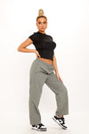 Grey Baggy Straight Leg Shell Parachute Cargos