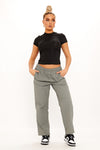 Grey Baggy Straight Leg Shell Parachute Cargos