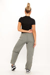 Grey Baggy Straight Leg Shell Parachute Cargos