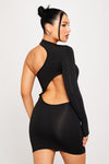 Black One Shoulder Cut Out Bodycon Mini Dress