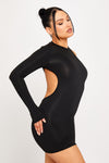 Black One Shoulder Cut Out Bodycon Mini Dress