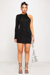 Black One Shoulder Cut Out Bodycon Mini Dress