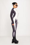 Black High Neck Body Print Long Sleeve Jumpsuit