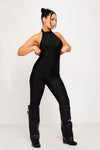 Black Halter High Neck Backless Jumpsuit