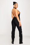 Black Halter High Neck Backless Jumpsuit