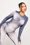 Grey Body Print Bodysuit & High Waist Leggings Co-Ord