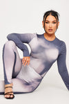 Grey Body Print Bodysuit & High Waist Leggings Co-Ord