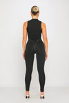 Black High Neck Corset Zip Detail Sleeveless Jumpsuit