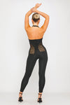Black Halter Plunge Contour Cut Out Detail Jumpsuit
