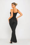 Black Strappy Sleeveless Flared Leg Jumpsuit