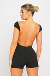 Black Scoop Neck Backless Cap Sleeve Playsuit