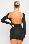 Black Backless Long Sleeve Bodycon Mini Dress