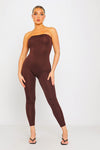 Chocolate Basic Sleeveless Bandeau Tube Jumpsuit