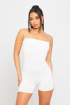 White Seamless Spaghetti Strap Playsuit