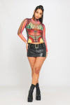 Black Faux Leather Buckle Low Rise Micro Mini Skirt