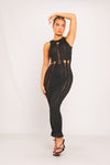 Black Cut Out Braided Sleeveless Midaxi Dress