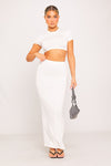 White Seamless Short Sleeve Crop Top & Maxi Skirt Co-Ord