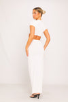 White Seamless Short Sleeve Crop Top & Maxi Skirt Co-Ord