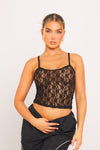 Black Sheer Floral Lace Cami Top