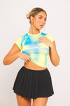 Yellow Body Heat Print Short Sleeve Crop Top