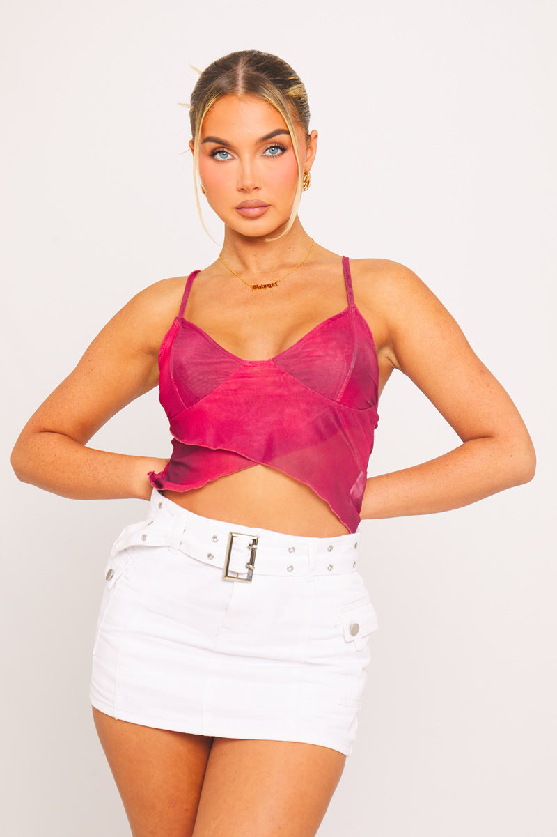 White Low Rise Buckle Detail Denim Mini Skirt