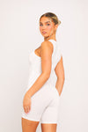 White High Neck Sleeveless Seamless Playsuit