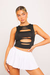 Black Cut Out Sleeveless Slash Crop Top