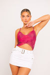 Burgundy Sheer Mesh Bustier Cami Crop Top