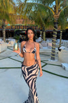 Zebra Print Triangle Bikini & Long Maxi Skirt