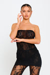 Black Sheer Lace Bandeau Top & Leggings Co-Ord Set