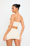 Cream Woven Corset Crop Top & Mini Skirt Co-Ord