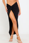 Black Twist Front Bandeau Top & Split Maxi Skirt Co-Ord