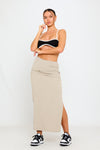 Black Ribbed Knit Contrast Strappy Crop Top