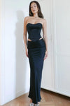 Black Satin High Waisted Long Maxi Skirt