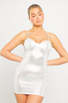 Silver Metallic Print Bustier Strappy Bodycon Mini Dress