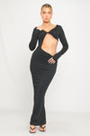 Black Cut Out Twist Front Long Sleeve Maxi Dress