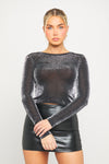 Black Sparkly Lurex Long Sleeve Top