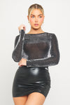 Black Sparkly Lurex Long Sleeve Top