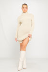 Stone Chunky Knit Roll Neck Jumper Dress