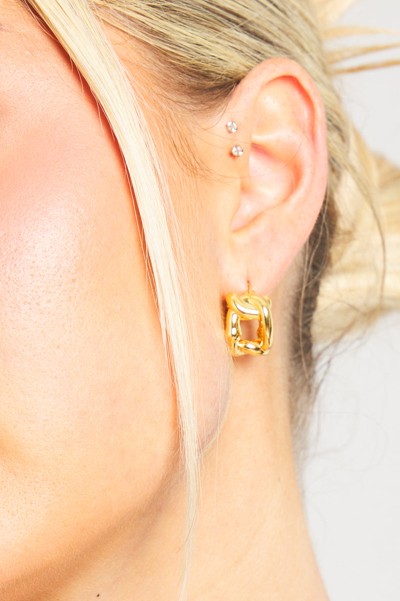 Gold Hammered Detail Hoop Earrings