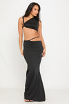 Black Twist Strap Crop Top & Cut Out Maxi Skirt Co-Ord